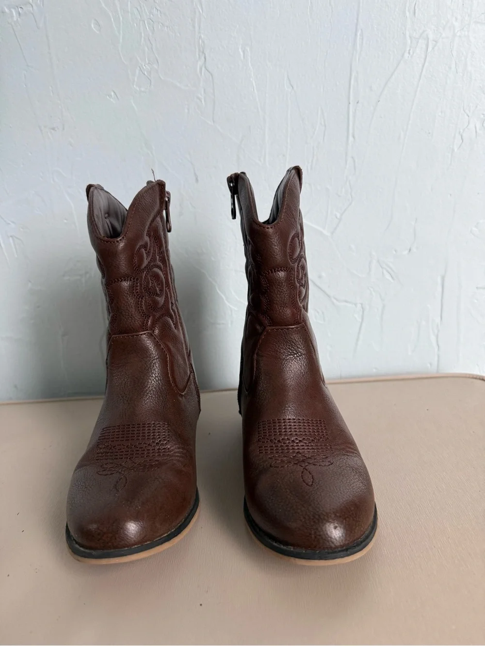 Cat & Jack Brown Kids Zip Western Boots